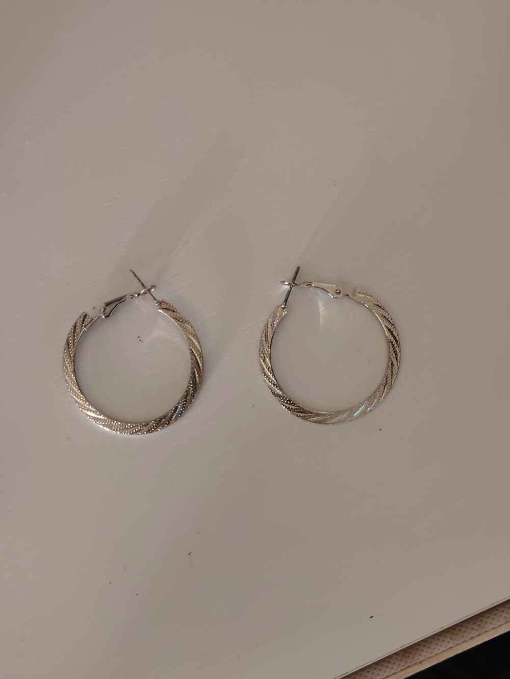 Sterling Silver Twisted Hoop Earrings - Silver
